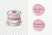 Birthday Cupcake Watercolor Clipart, a Decorative Illustration by Maysa Art (Thumbnail 4 of 4)