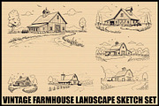 Rustic Farmhouse Landscape Set, an Illustration by Designs_River (Thumbnail 1 of 7)