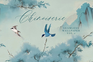 Chinoiserie Seamless Wallpaper Vol.2, a Background Graphic by by creative paper