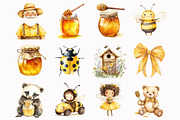 Honey Bee Watercolor Clipart, an Illustration by Design Market (Thumbnail 2 of 4)