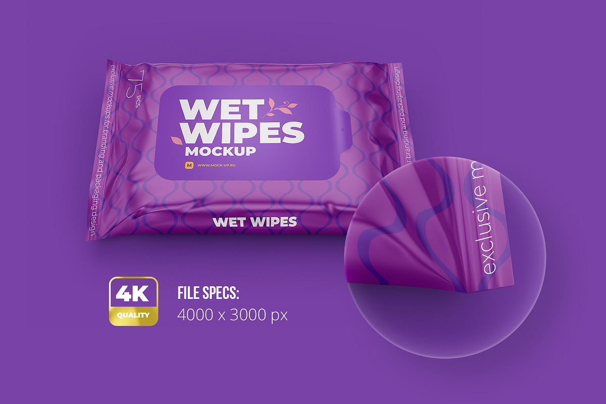 Wet wipes mockup. Half side view, a Packaging Mockup by easymock (Photo 2 of 7)