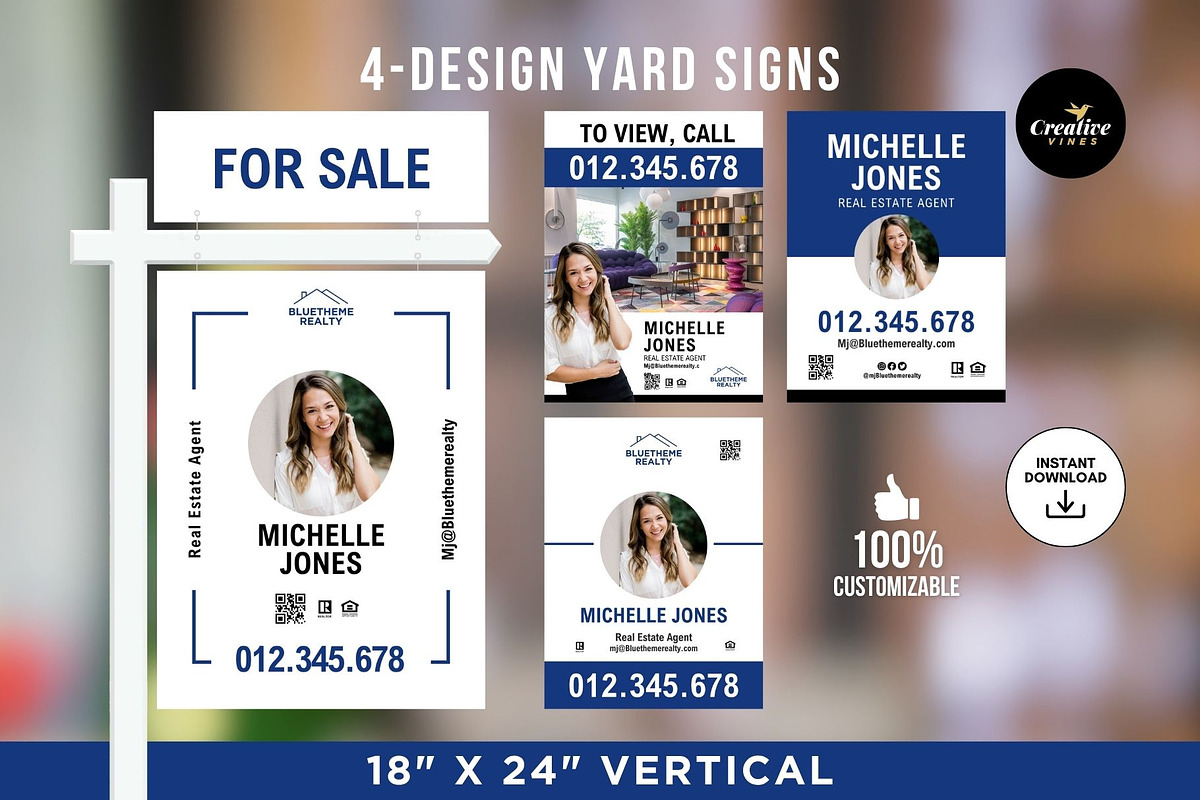Real Estate Yard Sign Template Canva, a Marketing Template by CreativeVinesStore (Photo 2 of 6)