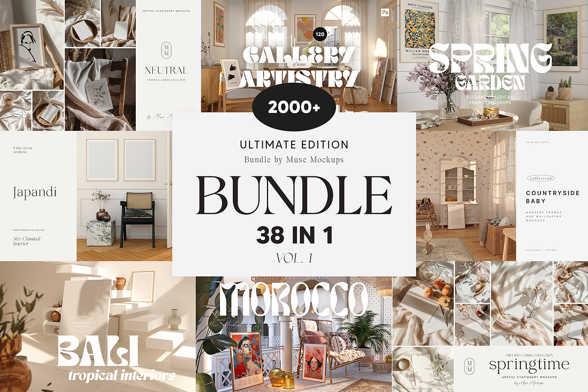 MOCKUPS BUNDLE 2000+, a Household Mockup by Muse Mockups (Photo 1 of 38)