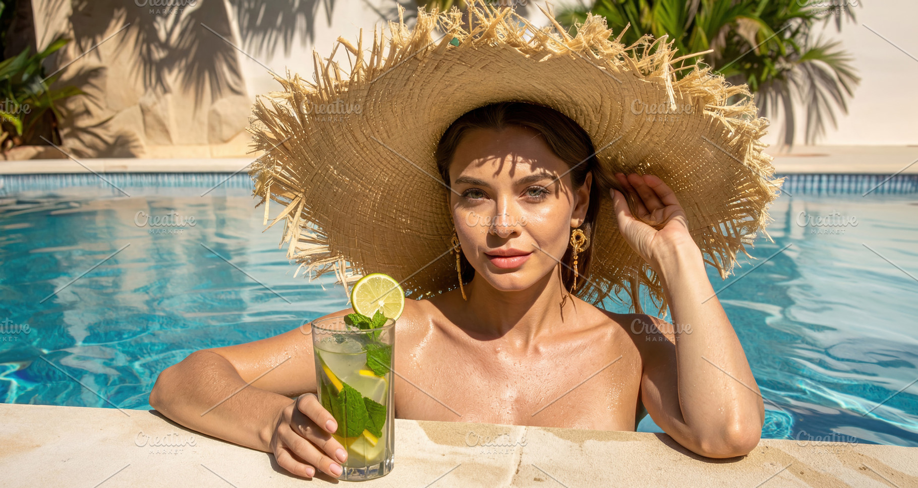Woman Relaxing in Pool with Fresh Cocktail, a Sports & Recreation Photo by Davizro's Market