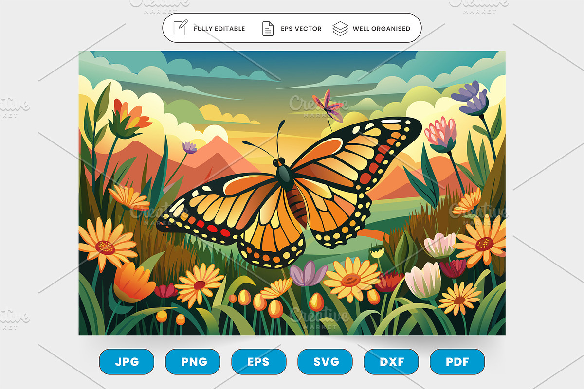 A majestic butterfly fluttering thro, a Graphic by SaroStock
