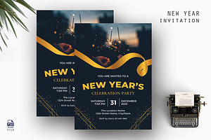New Year Invitation, an Invitation Template by AQR Studio