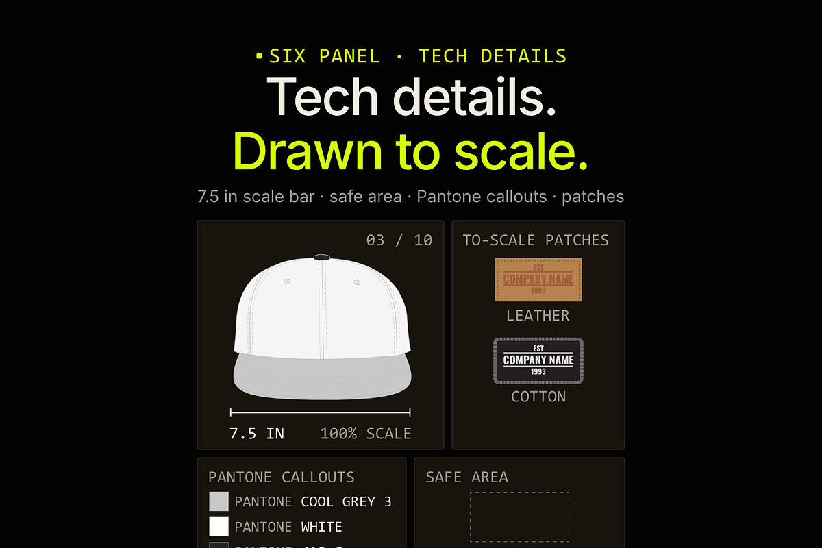 Hat Template - 6 Panel Hat, a Hat Mockup by Template Haven (Photo 3 of 15)