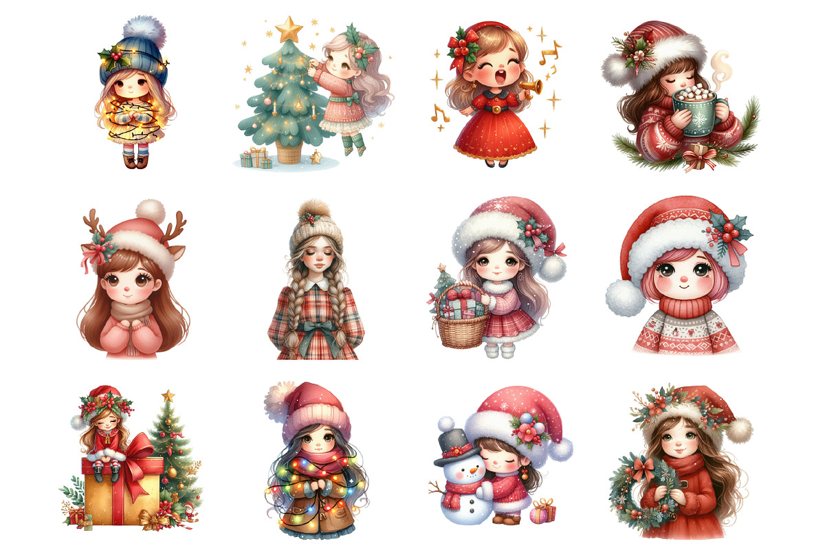 Christmas Cute Girl, an Illustration by Design Market (Photo 3 of 3)