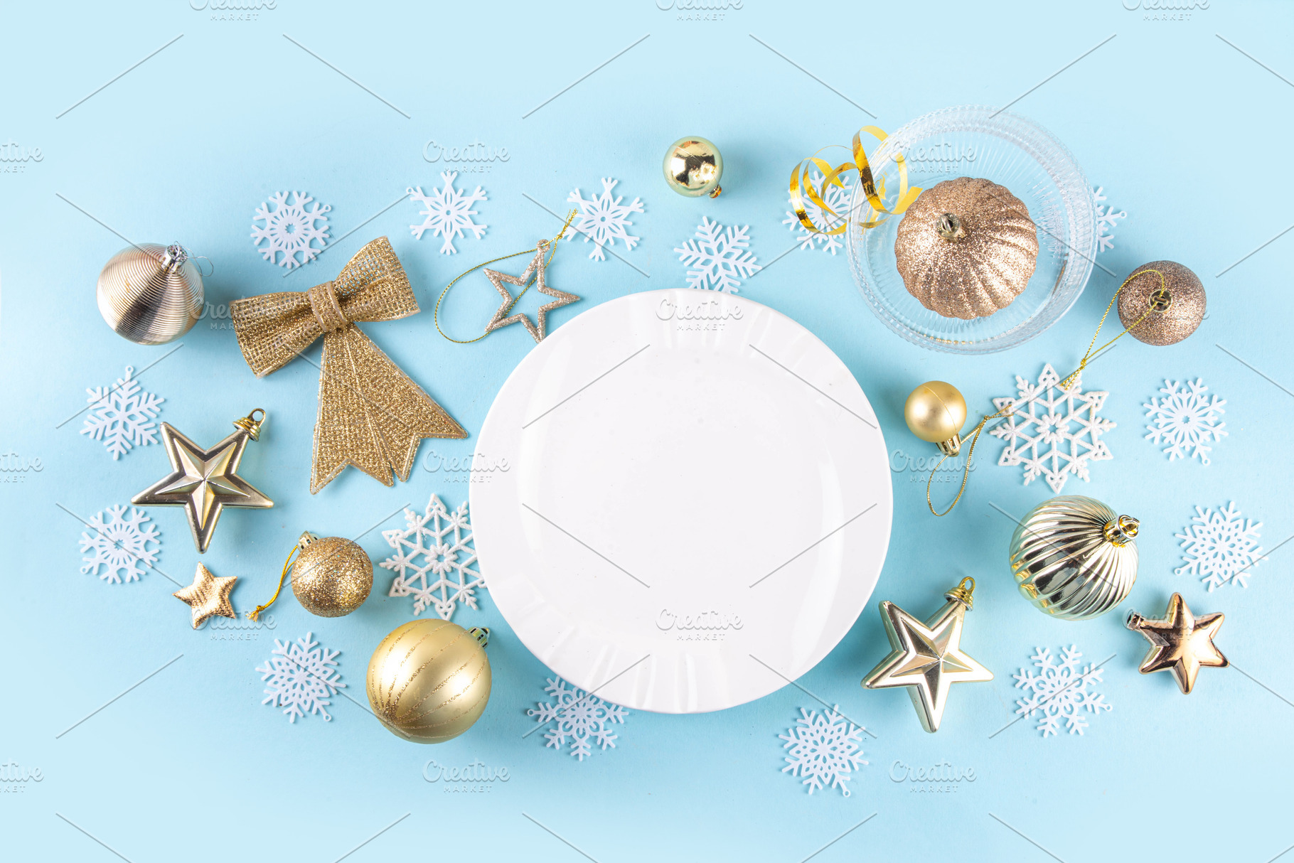 Christmas, New Year table setting with plate, drinking glass, cu, a Holiday Photo by Rimma