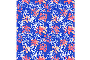 Pink and Blue Punky Floral Seamless, a Pattern Graphic by Sharon Schwalbe
