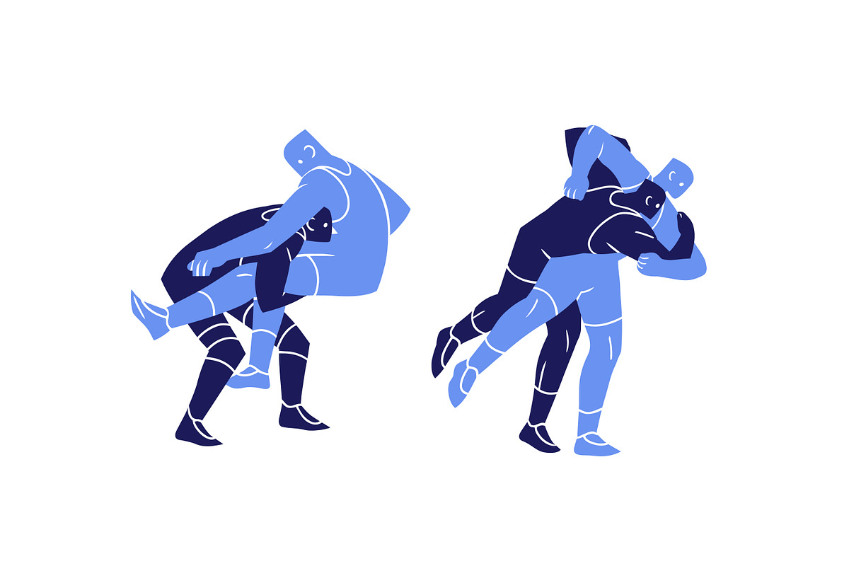 Wrestling poses, wrestlers fight set, a Sport Illustration by PaperTrident (Photo 2 of 6)
