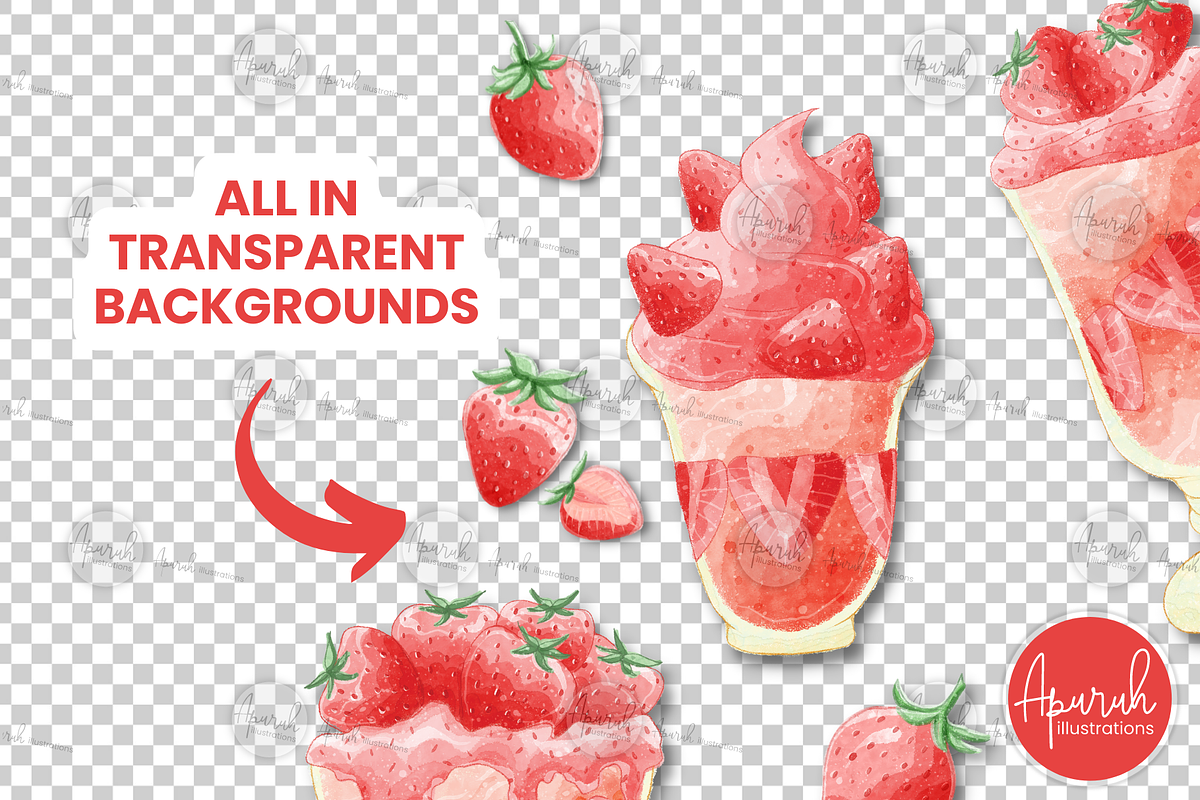 Strawberry Smoothies Watercolor, a Food Illustration by creationsbyapuruh (Photo 3 of 5)