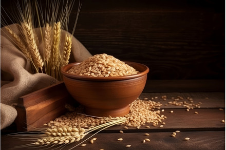 Grains plate. Generate Ai, a Food & Drink Photo by Ylivdesign