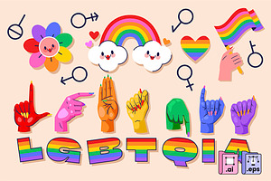 Colorful LGBTQIA Pride Elements, an Object Graphic by MISS CHATZ