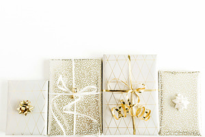 Golden christmas gifts, a Holiday Photo by Floral Deco