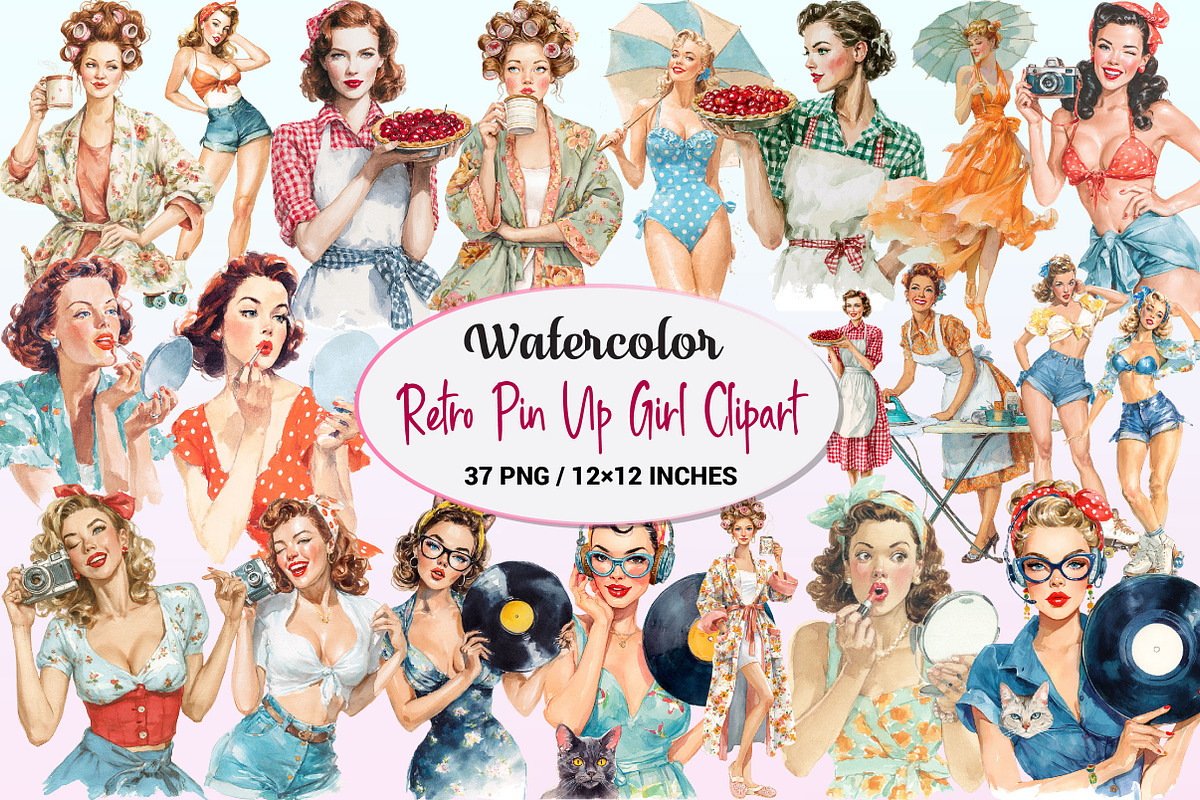 Retro Pin Up Girl PNGs,, a Graphic by CitraGraphics (Photo 1 of 4)