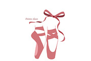 Vector pink pointe shoes, an Illustration by Svetlana Voloshina (Thumbnail 1 of 3)