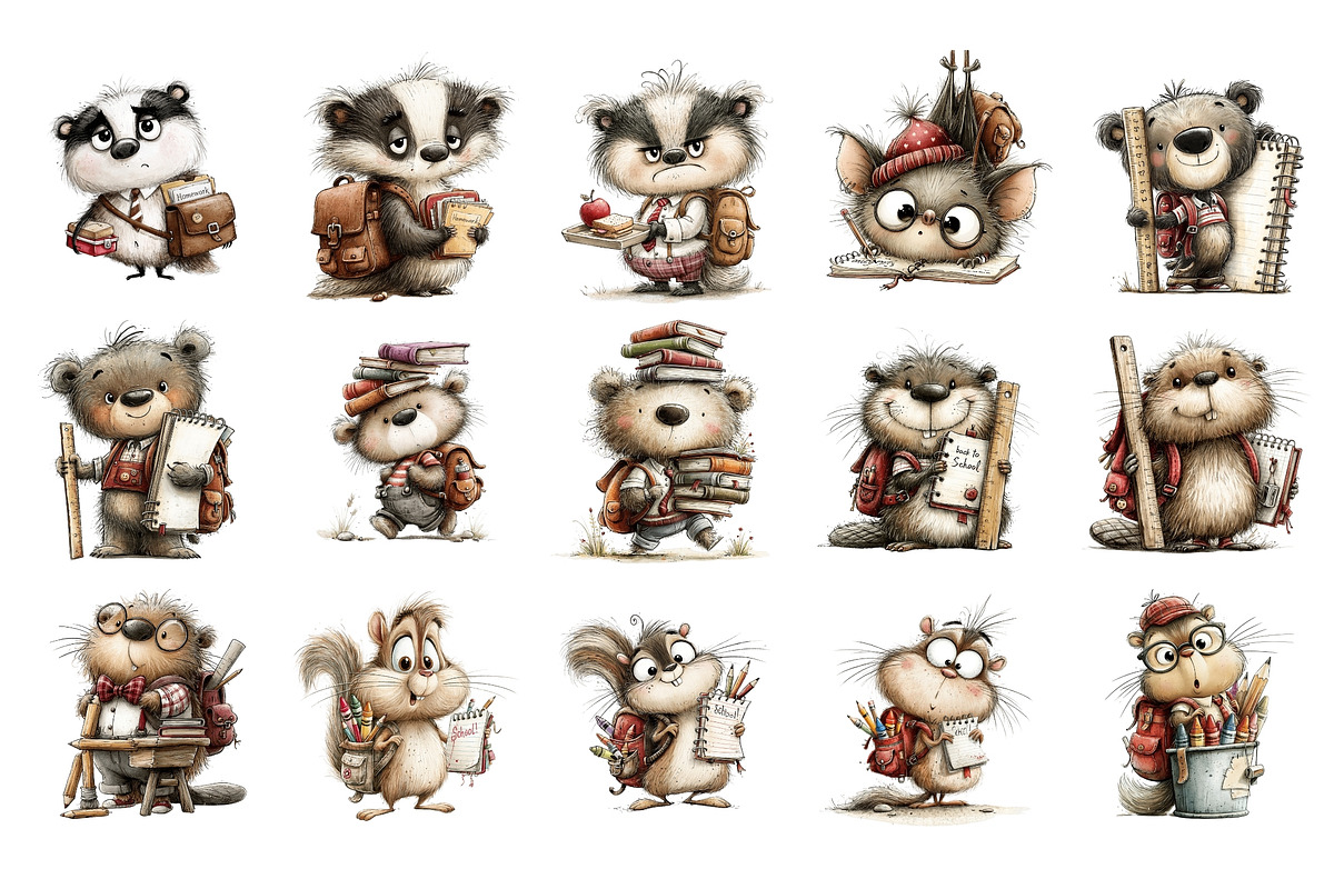 Back To School Animals PNG Clipart, an Animal Illustration by Nicolle's Colorful Art (Photo 2 of 6)