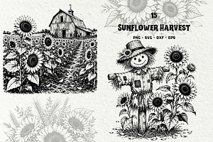Sunflower Harvest Graphics, a Decorative Illustration by DENIDigitalArtSudio