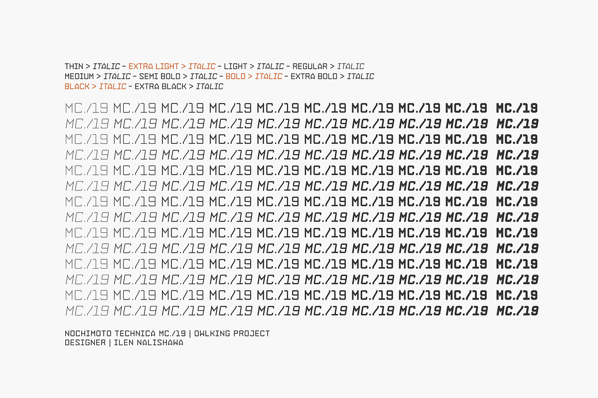Nochimoto Technica MC19, a Sans Serif Font by OWL KING (Photo 3 of 9)
