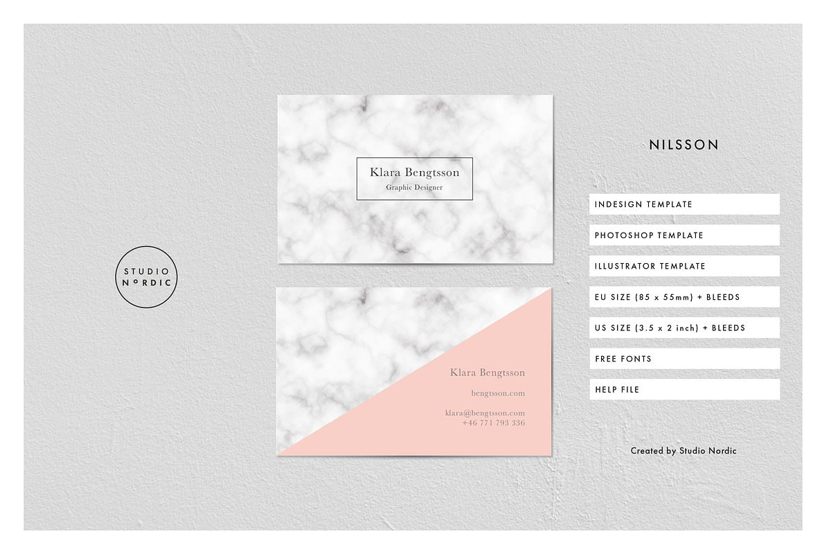 Klara | Business Card, a Business Card Template by Studio Nordic (Photo 1 of 3)
