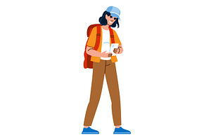 Tourist using smartphone and, a Person Illustration by pikepicture