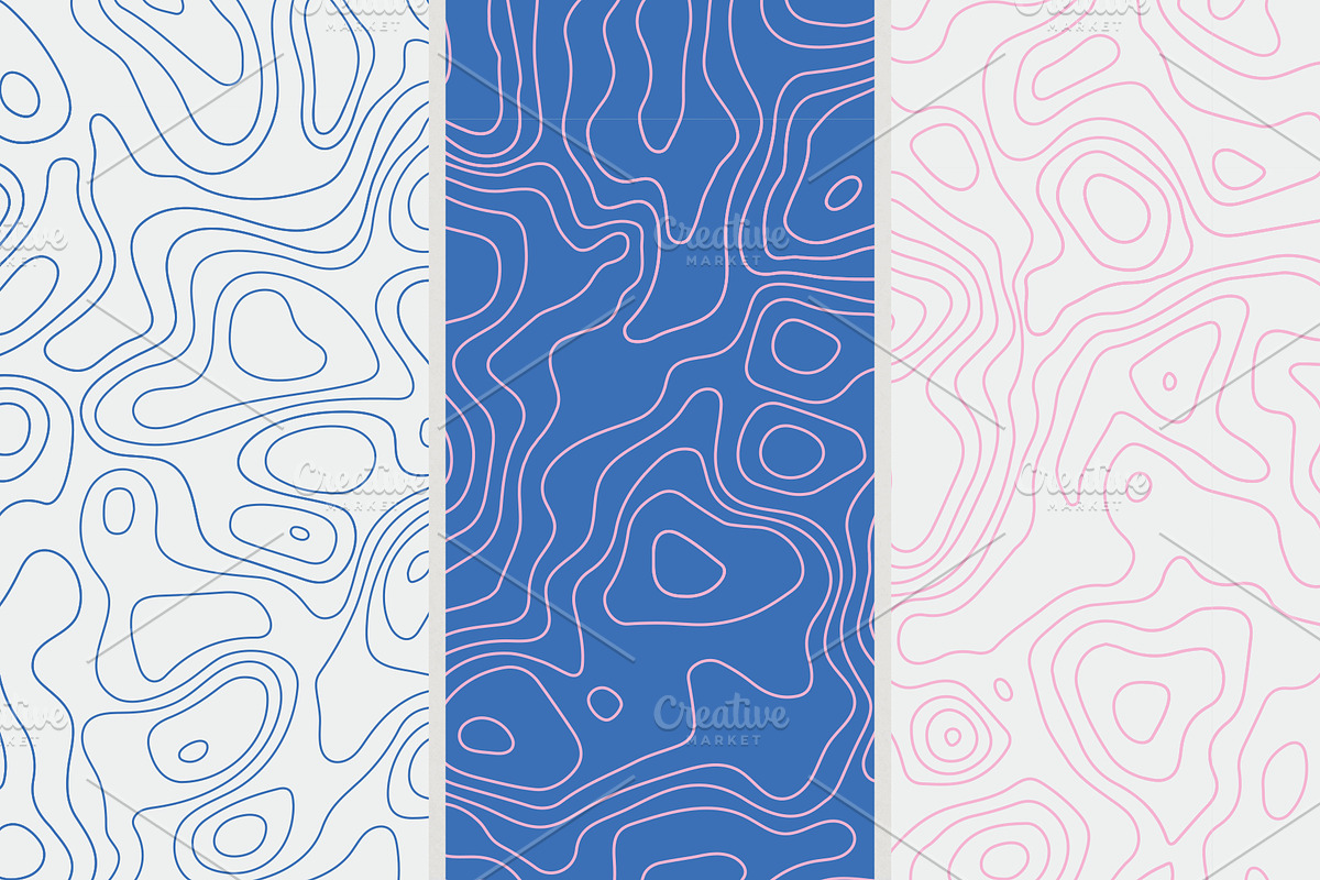 9 Topographic Maps Seamless Patterns, a Pattern Graphic by Abstracto-Create