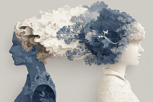 Surreal portrait of two women facing opposite directions with in, a Health & Medical Photo by José Manuel Gelpi