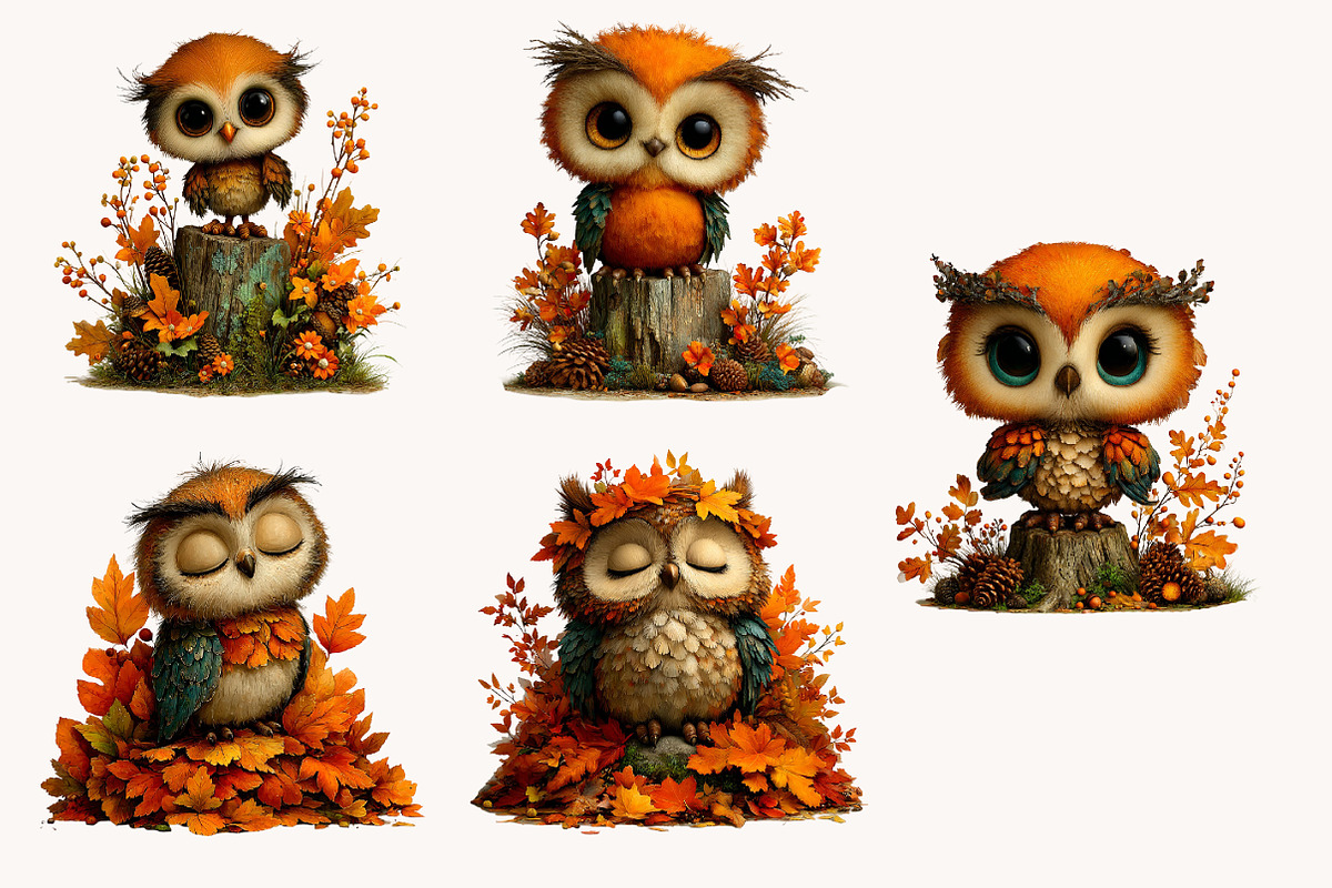 Whimsical Autumn Fall Owl Clipart, a Seasonal Illustration by Designworld (Photo 6 of 10)
