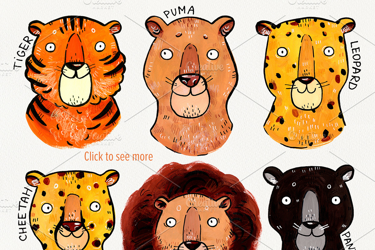 Wild Cats portraits set, an Animal Illustration by Ekaterina Goncharova (Photo 2 of 5)