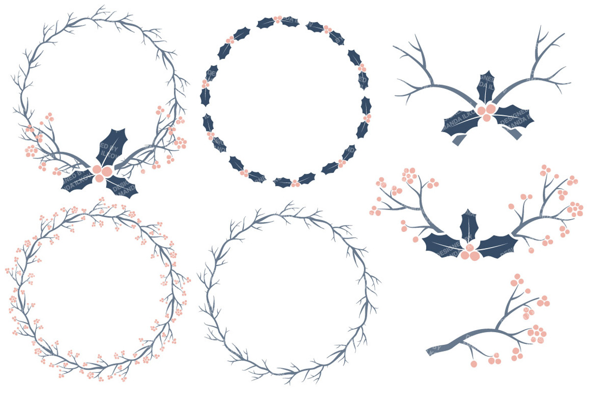 Navy & Blush Holly & Vectors, an Illustration by Amanda Ilkov (Photo 3 of 5)