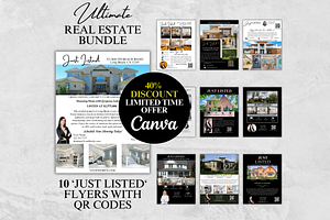 Real Estate Flyer Bundle w/ QR Codes, a Flyer Template by GraphiqueGlow