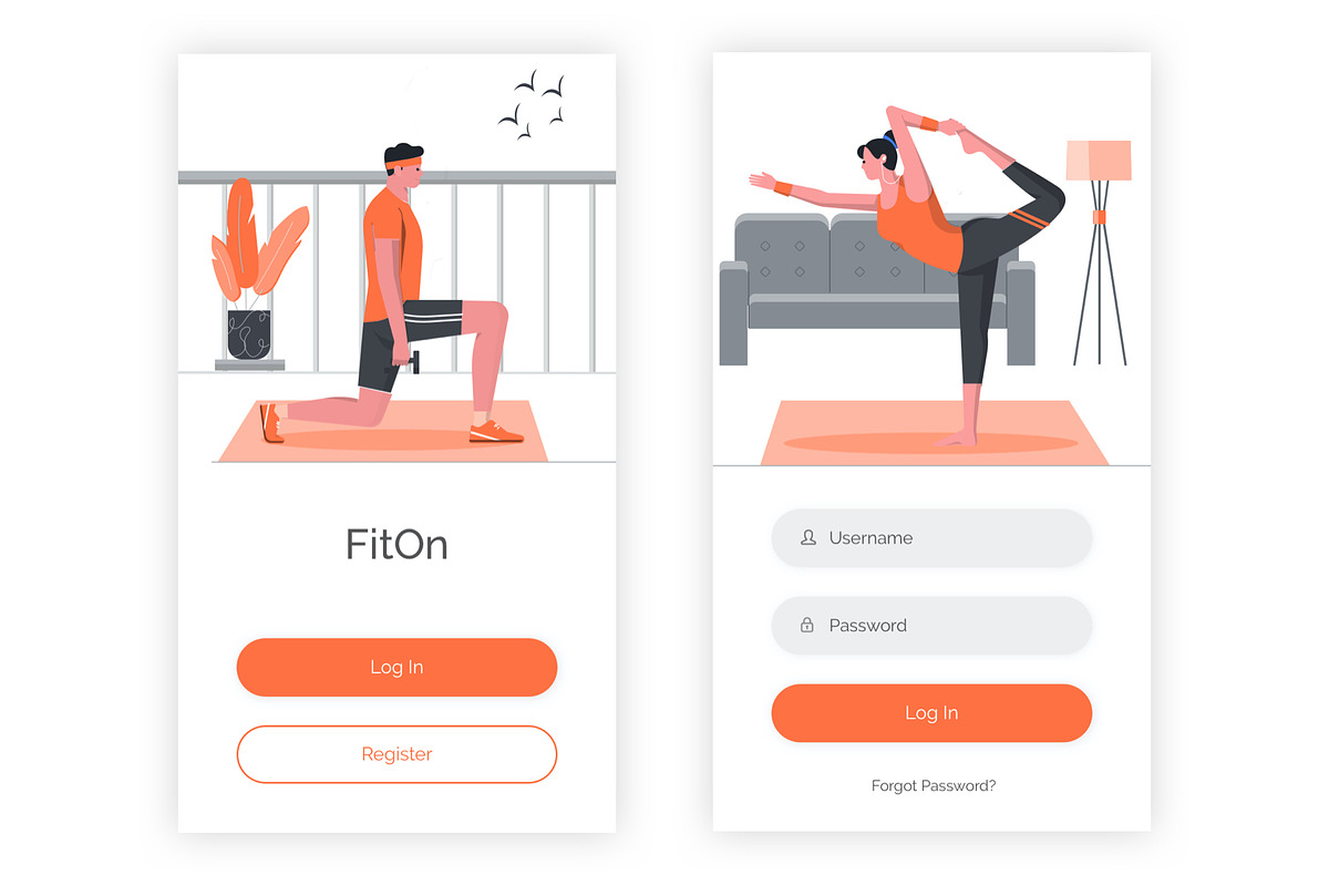 FitOn Fitness Adobe XD App, an UI Kit Template by themelove (Photo 2 of 9)