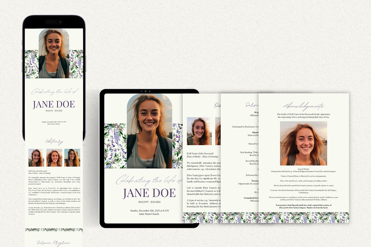 Funeral Program Template Set I Canva, an Invitation Template by The Social Stuff (Photo 5 of 10)