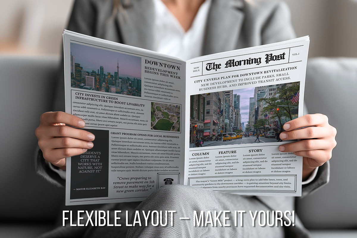 Vintage Newspaper Template, a Magazine Template by ZoloDesignHub (Photo 2 of 10)