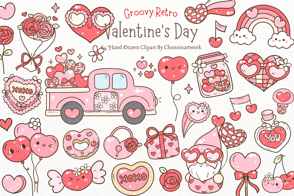 Groovy Valentine's Day SVG PNG, a Seasonal Illustration by Chonnieartwork (Photo 1 of 6)