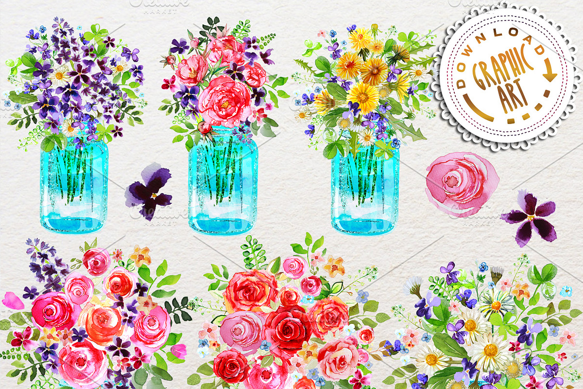 Jar Bouquet clipart, a Texture Illustration by Download Graphic Art (Photo 2 of 5)