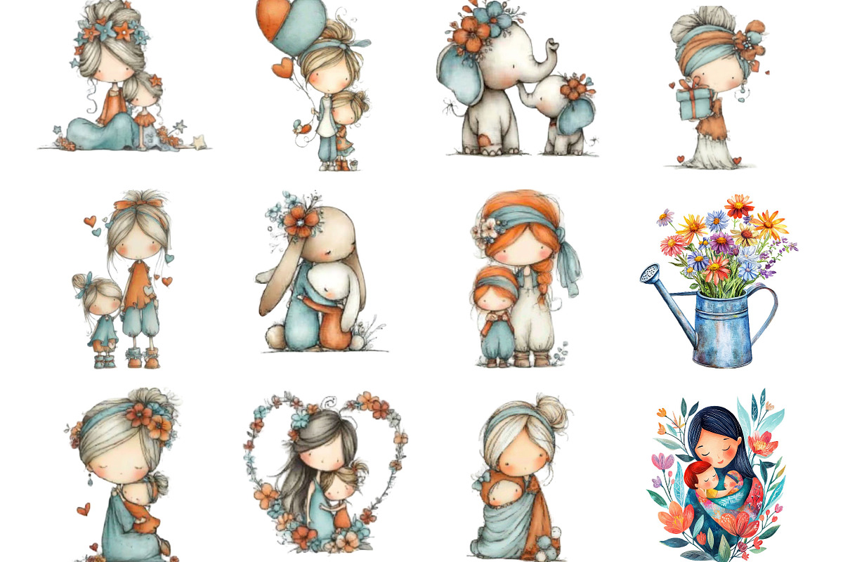 Whimsical Cute Mother's Day Clipart, an Illustration by Designking (Photo 3 of 5)