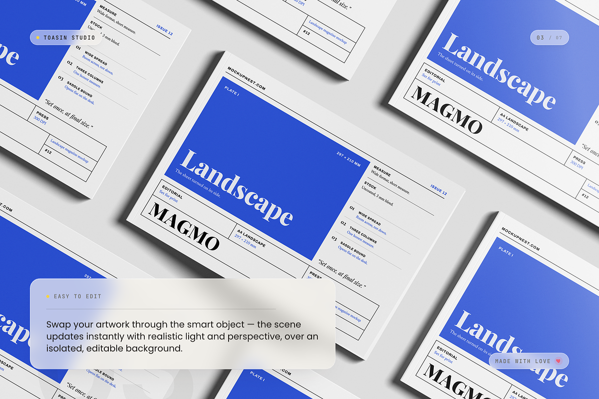 A4 Landscape Magazine Mockup, a Books & Magazine Mockup by Toasin Studio (Photo 3 of 7)