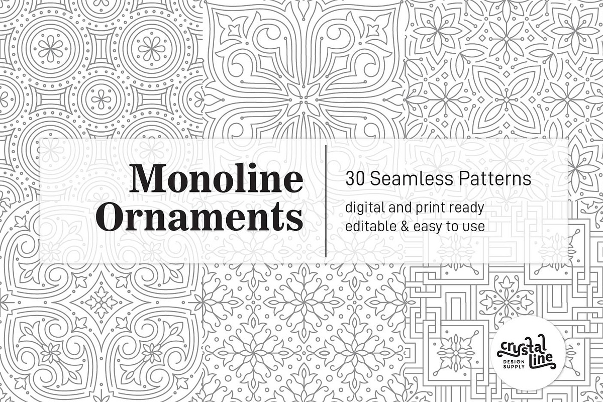 Monoline Ornaments, a Pattern Graphic by Crystal Line (Photo 1 of 9)