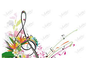 Musical Collection With Treble Clefs