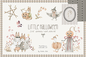 Little Halloween. Watercolor animals, a Seasonal Illustration by Kreker Kate