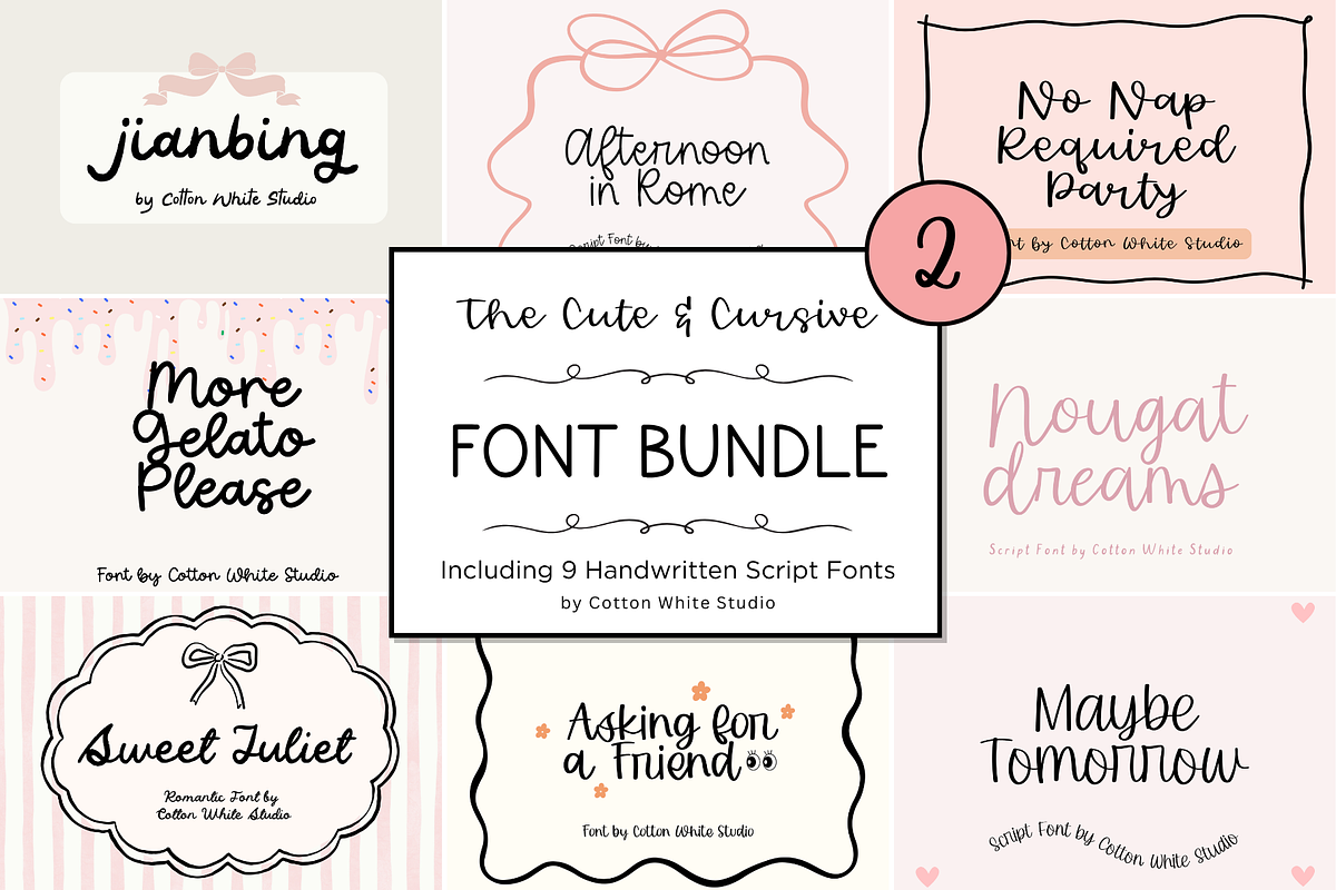 The Cut and Cursive Font Bundle 2, a Script Font by Sofia Skoog (Photo 1 of 11)