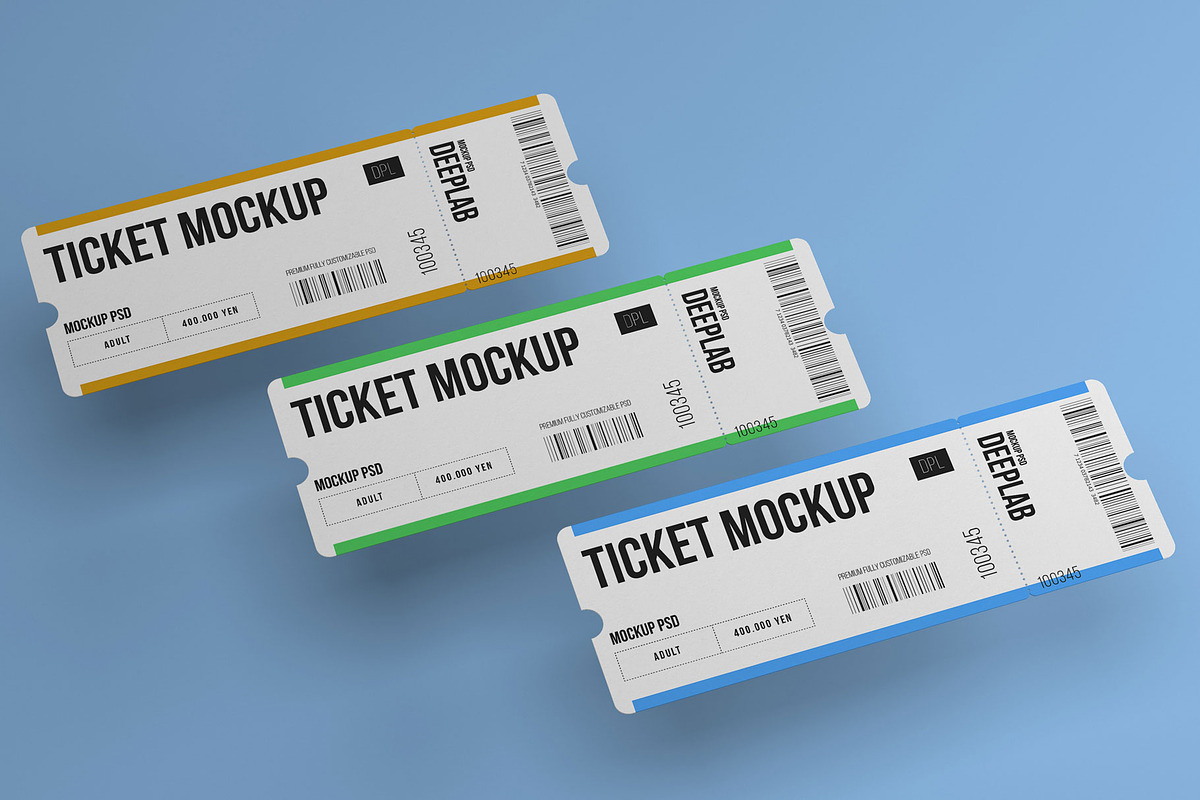 Tickets Mockup Set - 17 styles, a Print Template by Deeplab (Photo 8 of 20)