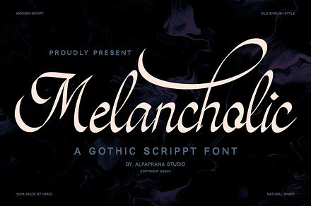 Melancholic - Script, a Script Font by Alpaprana