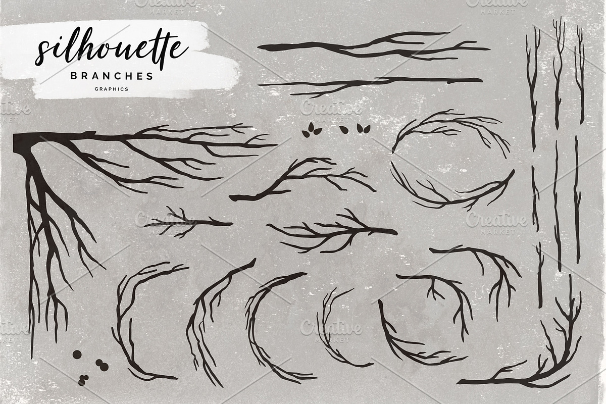 Silhouette Branch Vectors, a Decorative Illustration by aniunova (Photo 2 of 4)
