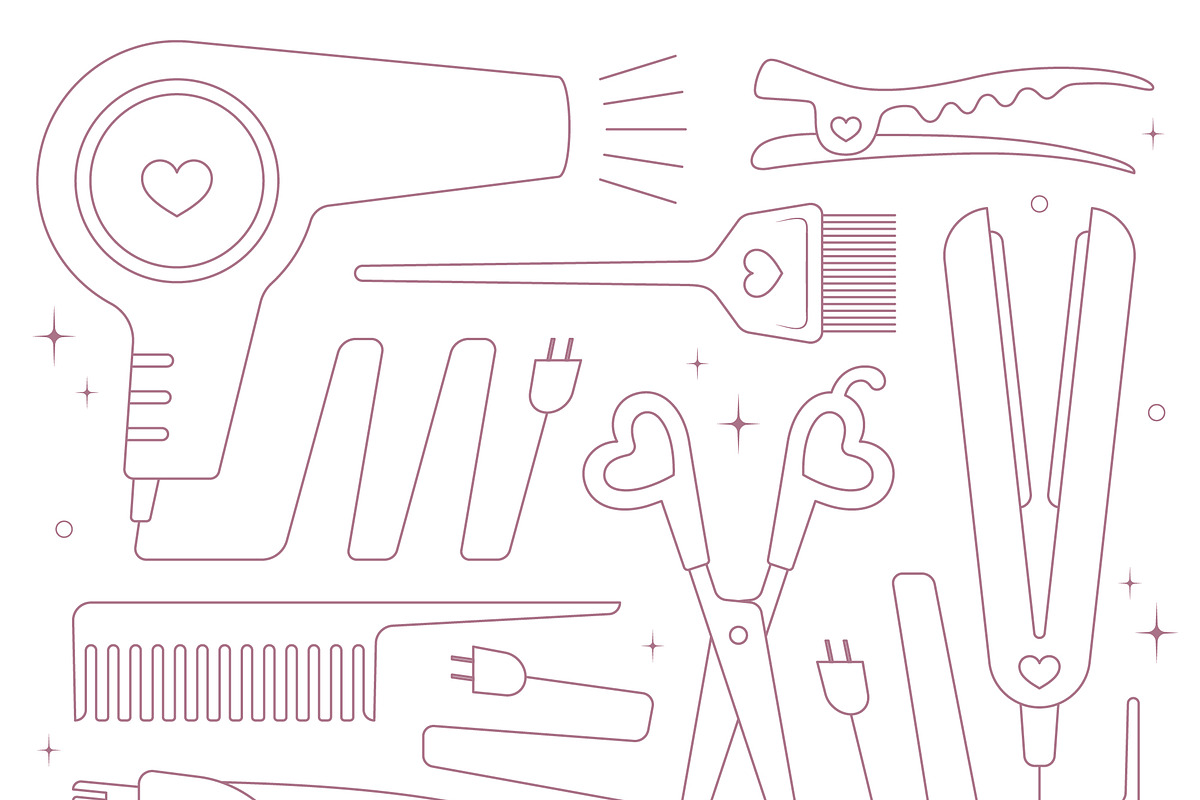 Cute Hair Stylist Line Pattern, a Decorative Illustration by Cris Palapa (Photo 1 of 3)