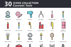 60 Line Icon Cosmetic Tools