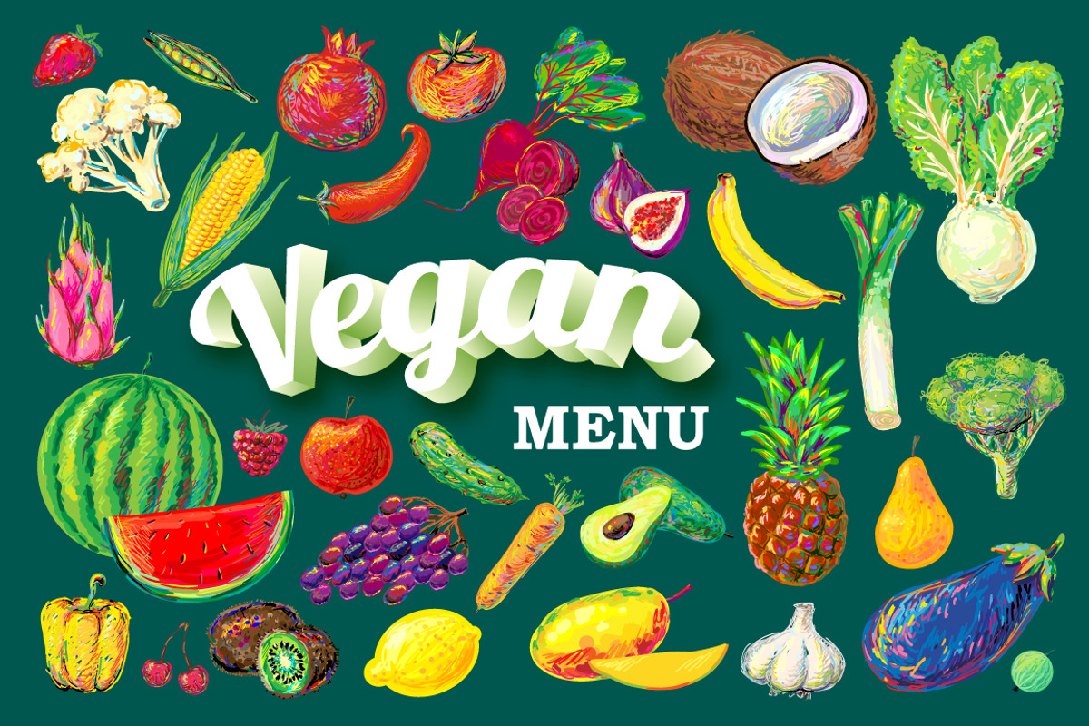 Vegetables and Fruits, an Object Graphic by Katya Hatsak