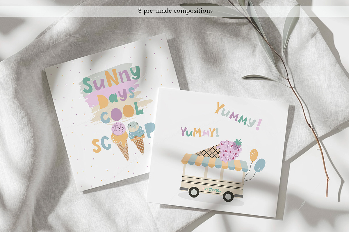 Ice Cream Summer Vector Clipart, a Decorative Illustration by Jenny Quince (Photo 5 of 10)